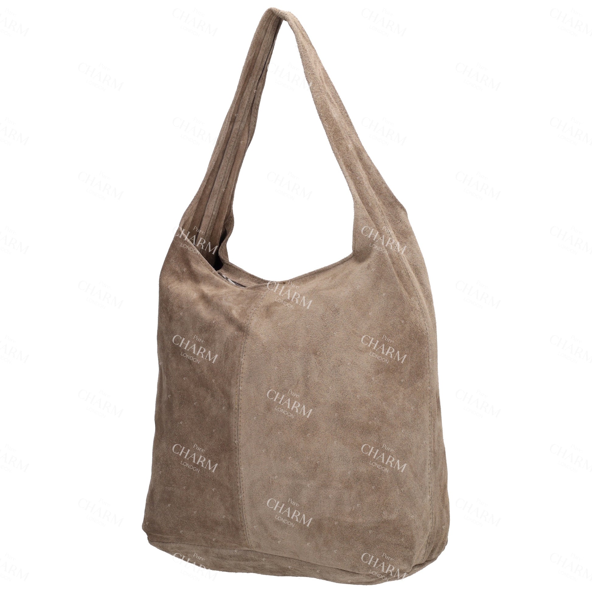 Umhängetasche 36,5x30cm in Taupe mit Reißverschluss - leder-accessoires.com