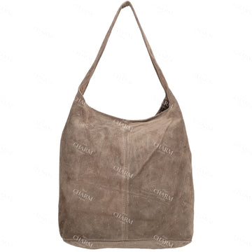 Umhängetasche 36,5x30cm in Taupe mit Reißverschluss - leder-accessoires.com