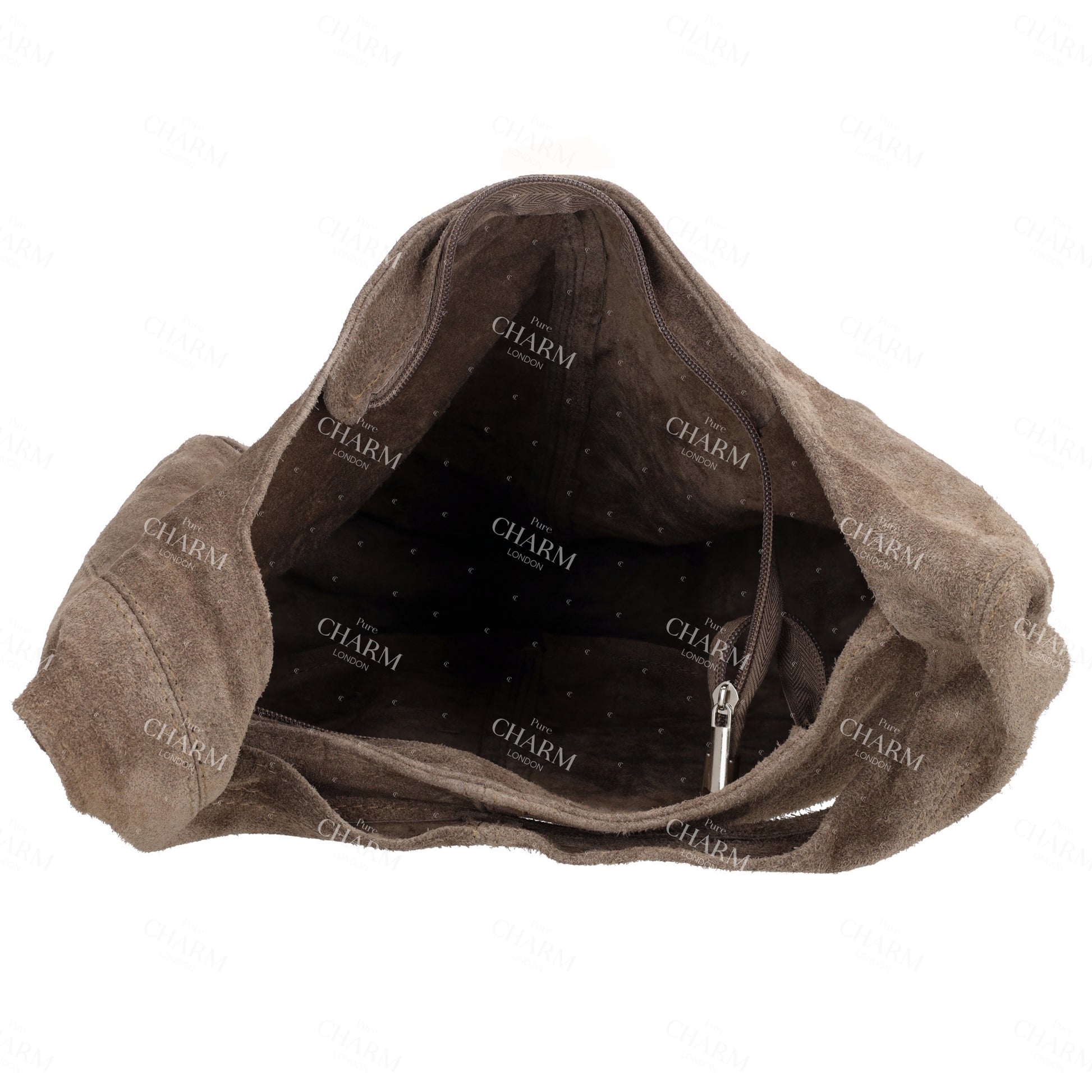 Umhängetasche 36,5x30cm in Taupe mit Reißverschluss - leder-accessoires.com