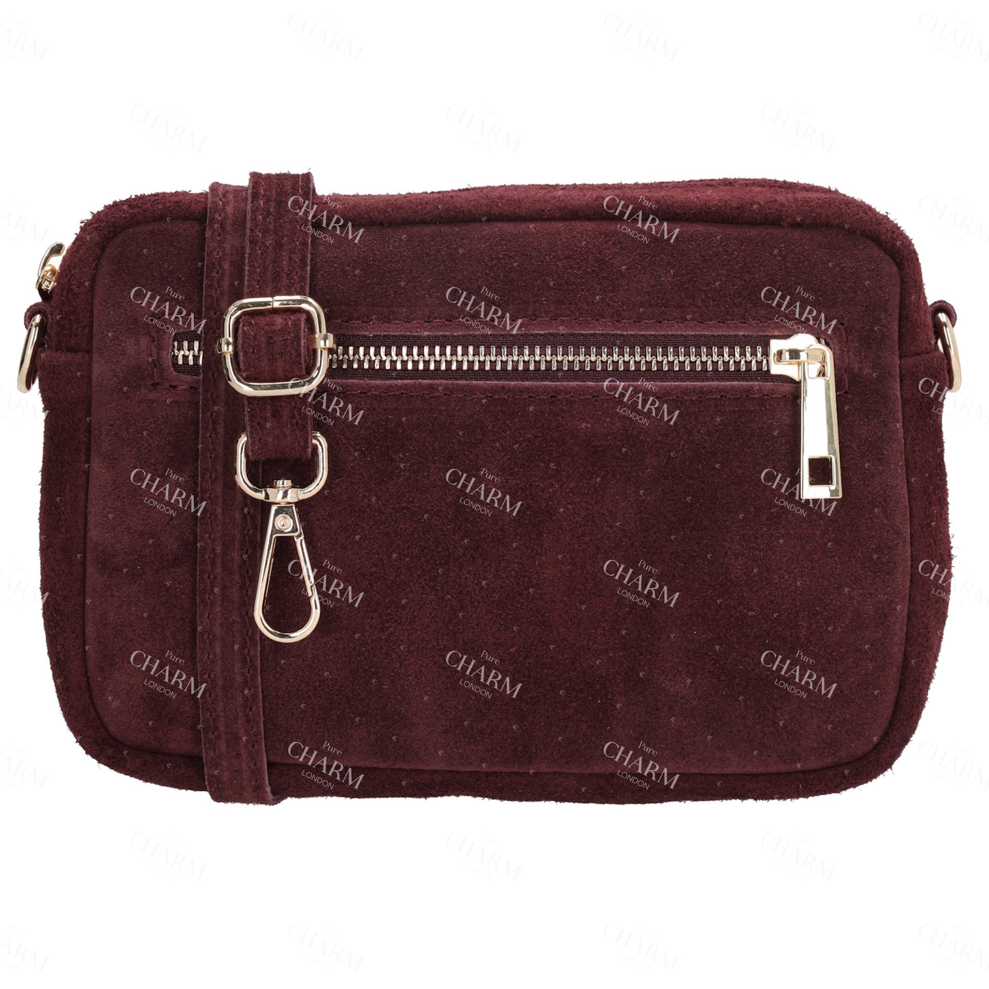 Umhängetasche 19,5x13cm in Weinrot mit Reißverschluss - leder-accessoires.com