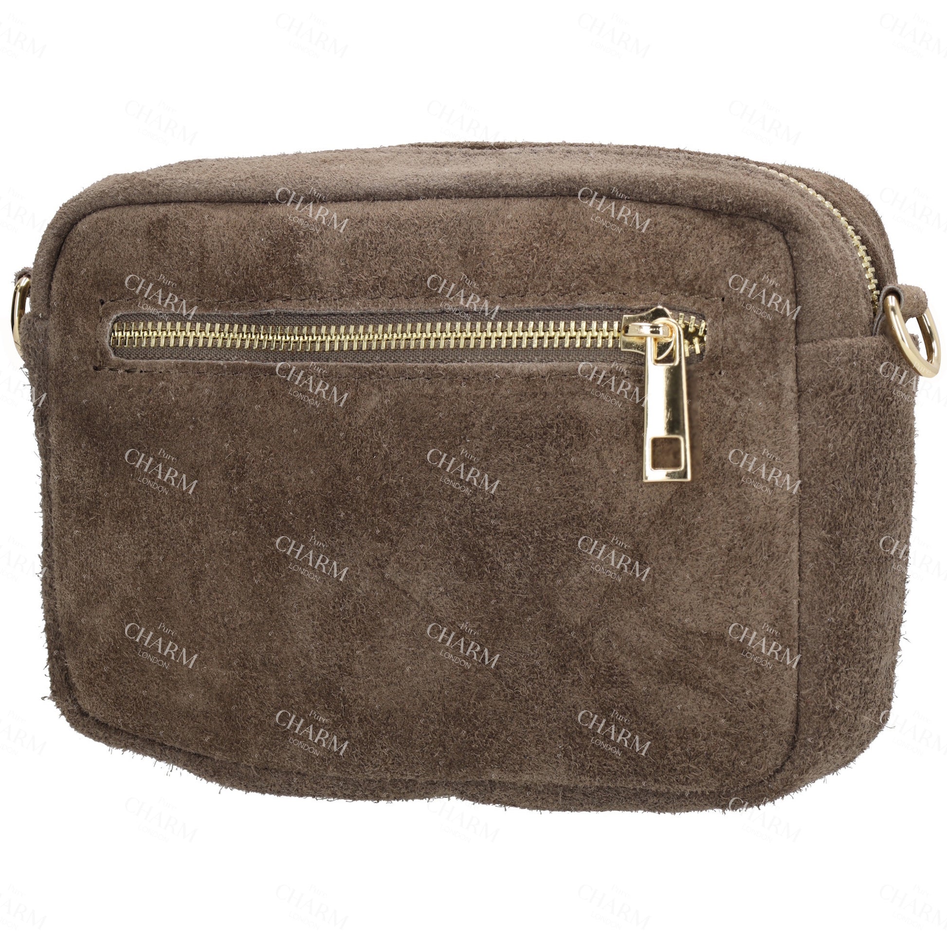 Umhängetasche 19,5x13cm in Taupe mit Reißverschluss - leder-accessoires.com