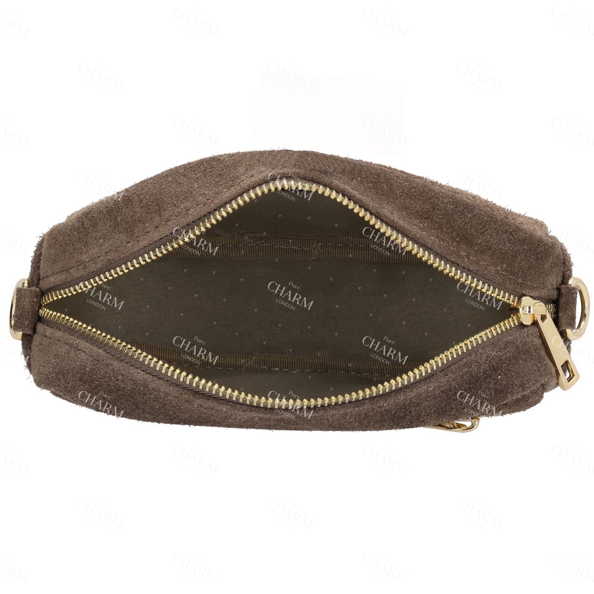 Umhängetasche 19,5x13cm in Taupe mit Reißverschluss - leder-accessoires.com