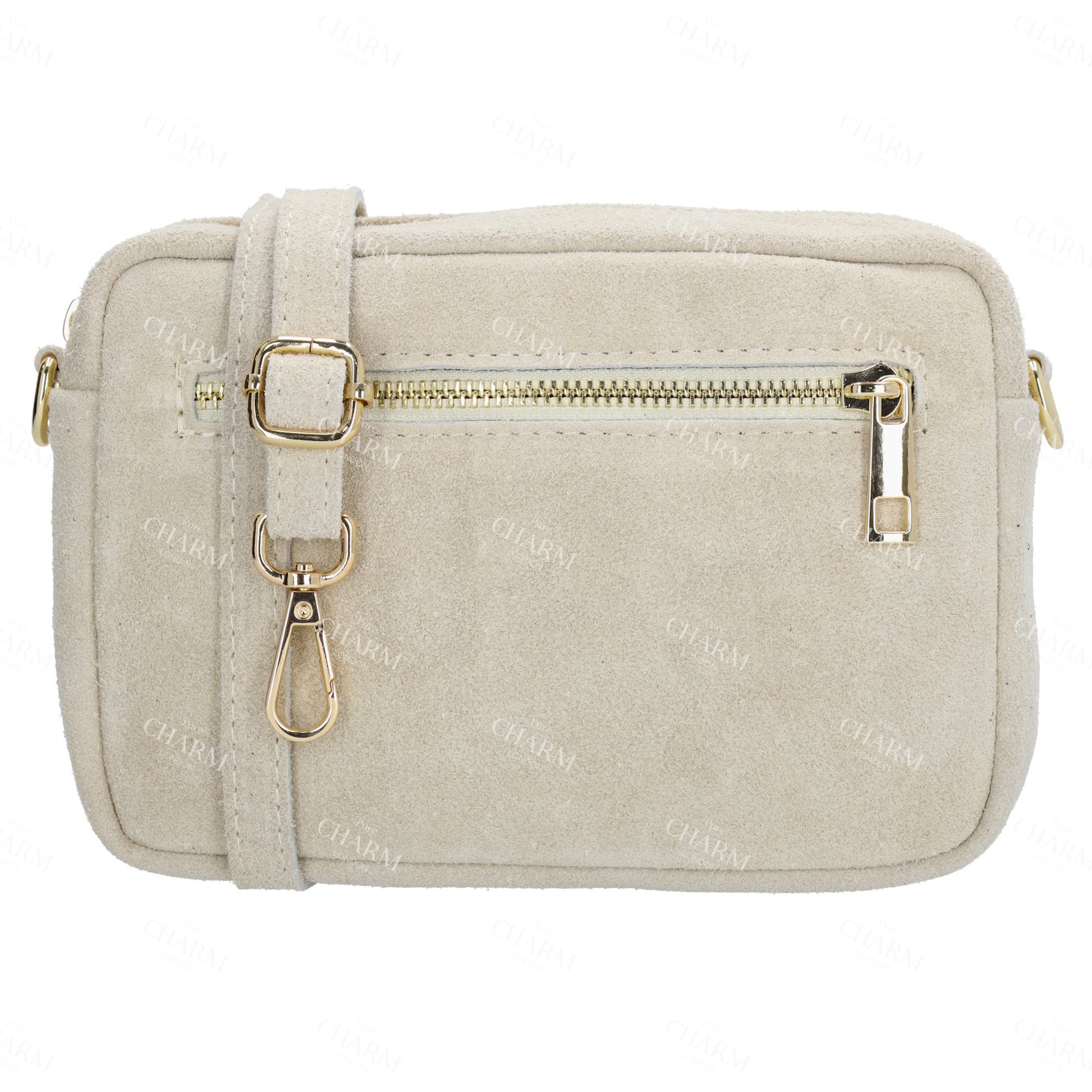 Umhängetasche 19,5x13cm in Sand mit Reißverschluss - leder-accessoires.com