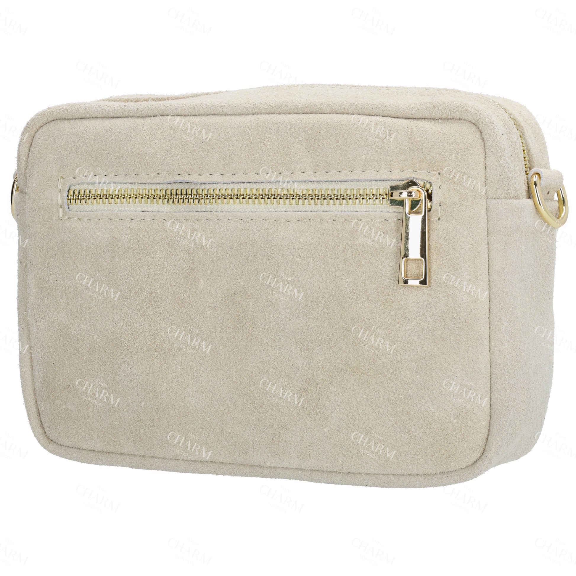Umhängetasche 19,5x13cm in Sand mit Reißverschluss - leder-accessoires.com