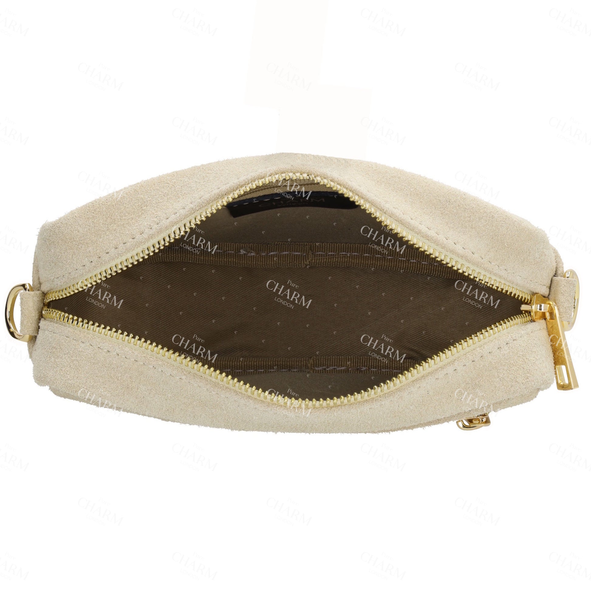 Umhängetasche 19,5x13cm in Sand mit Reißverschluss - leder-accessoires.com
