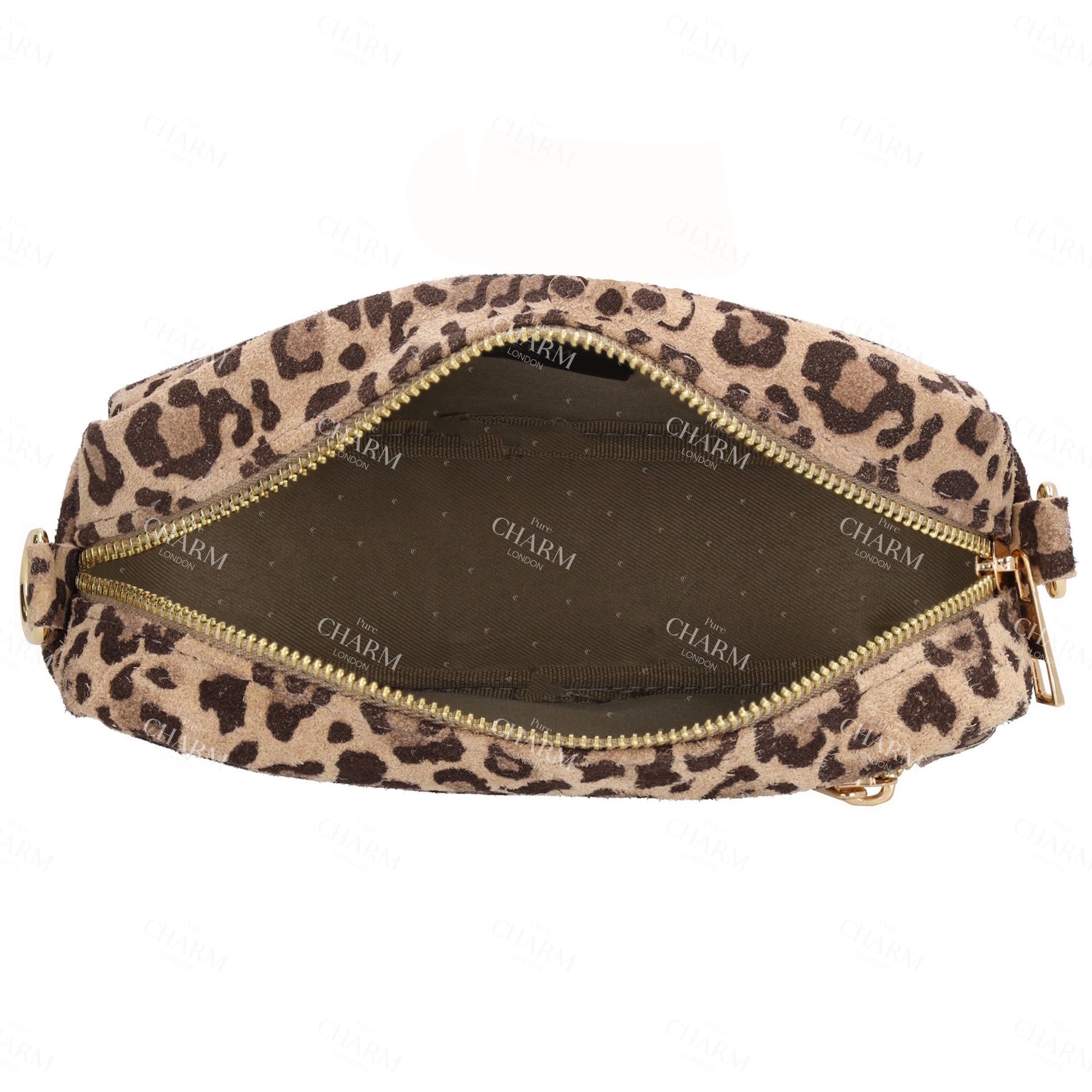 Umhängetasche 19,5x13cm in Leo-Optik mit Reißverschluss - leder-accessoires.com