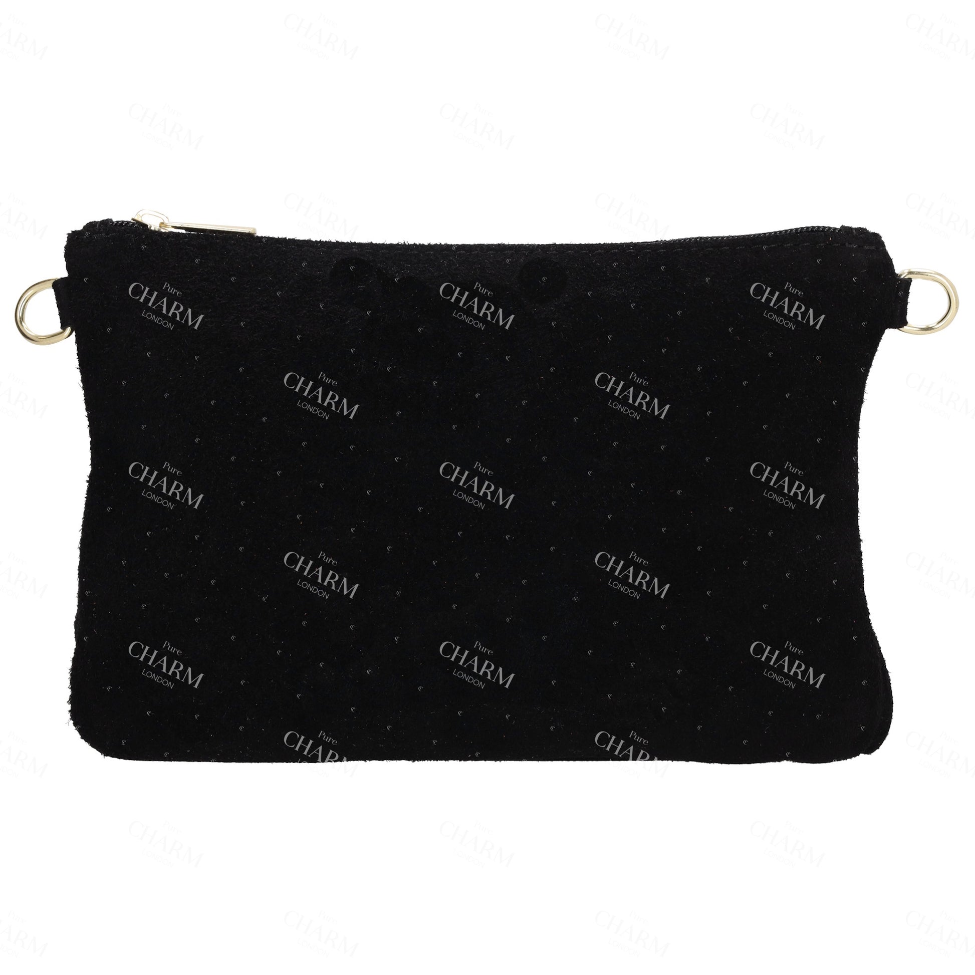 Schultertasche 13x1cm in Schwarz mit Franzen - leder-accessoires.com