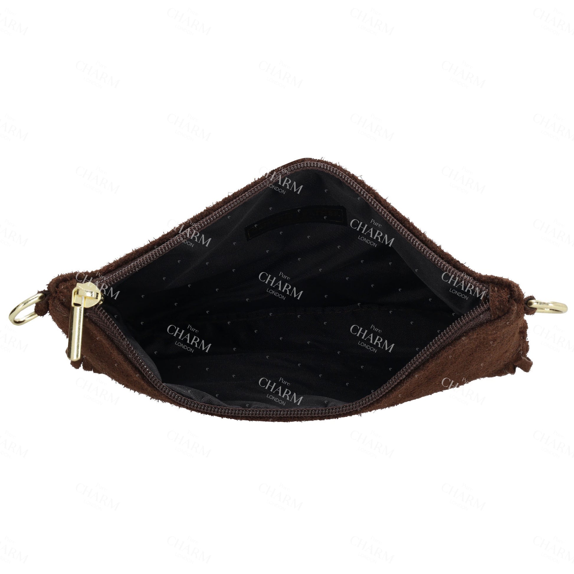 Schultertasche 13x1cm in Dunkelbraun mit Franzen - leder-accessoires.com
