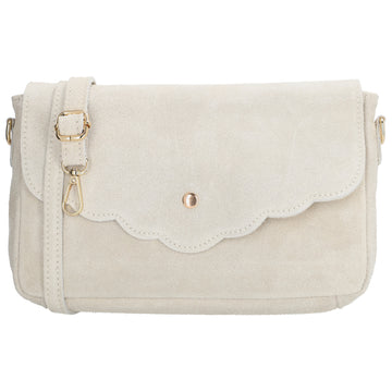 Umhängetasche 26x6x15cm Creme aus Wildleder