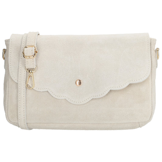 Umhängetasche 26x6x15cm Creme aus Wildleder