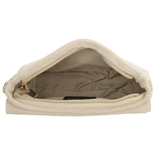 Umhängetasche 26x6x15cm Creme aus Wildleder