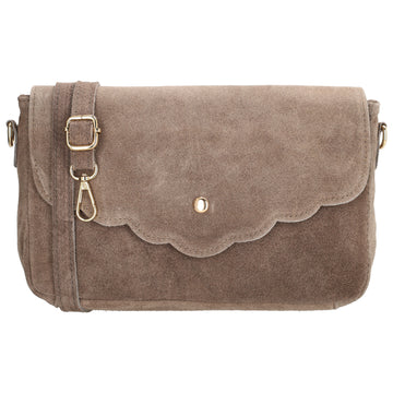 Umhängetasche 26x6x15cm Taupe aus Wildleder
