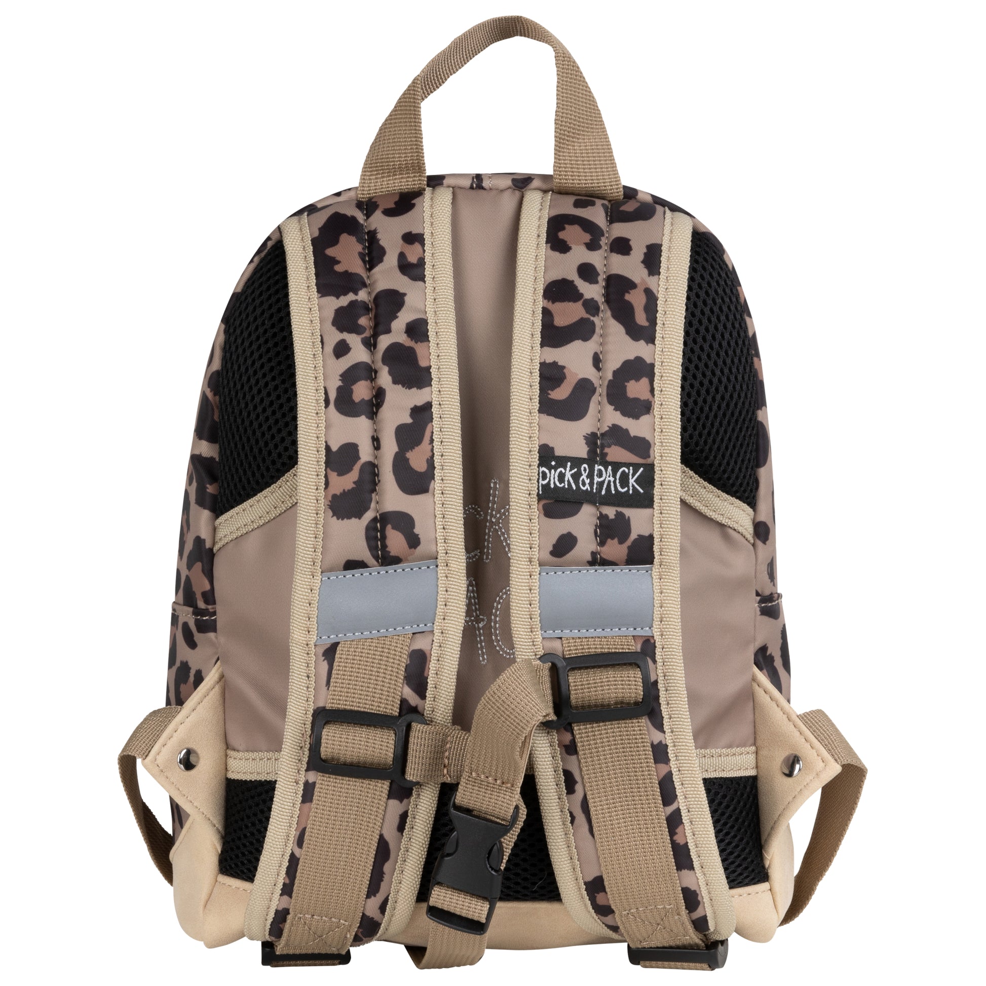Kinderrucksack L 42x30cm mit Leo-Muster in Beige|Gold - leder-accessoires.com
