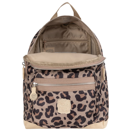 Kinderrucksack L 42x30cm mit Leo-Muster in Beige|Gold - leder-accessoires.com