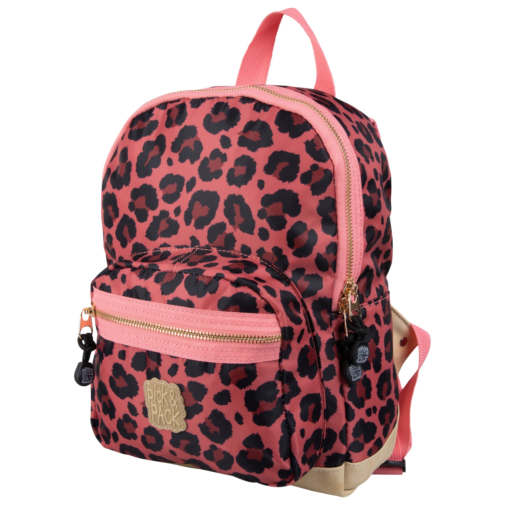 Kinderrucksack L 42x30cm mit Leo-Muster in Rose |Gold - leder-accessoires.com