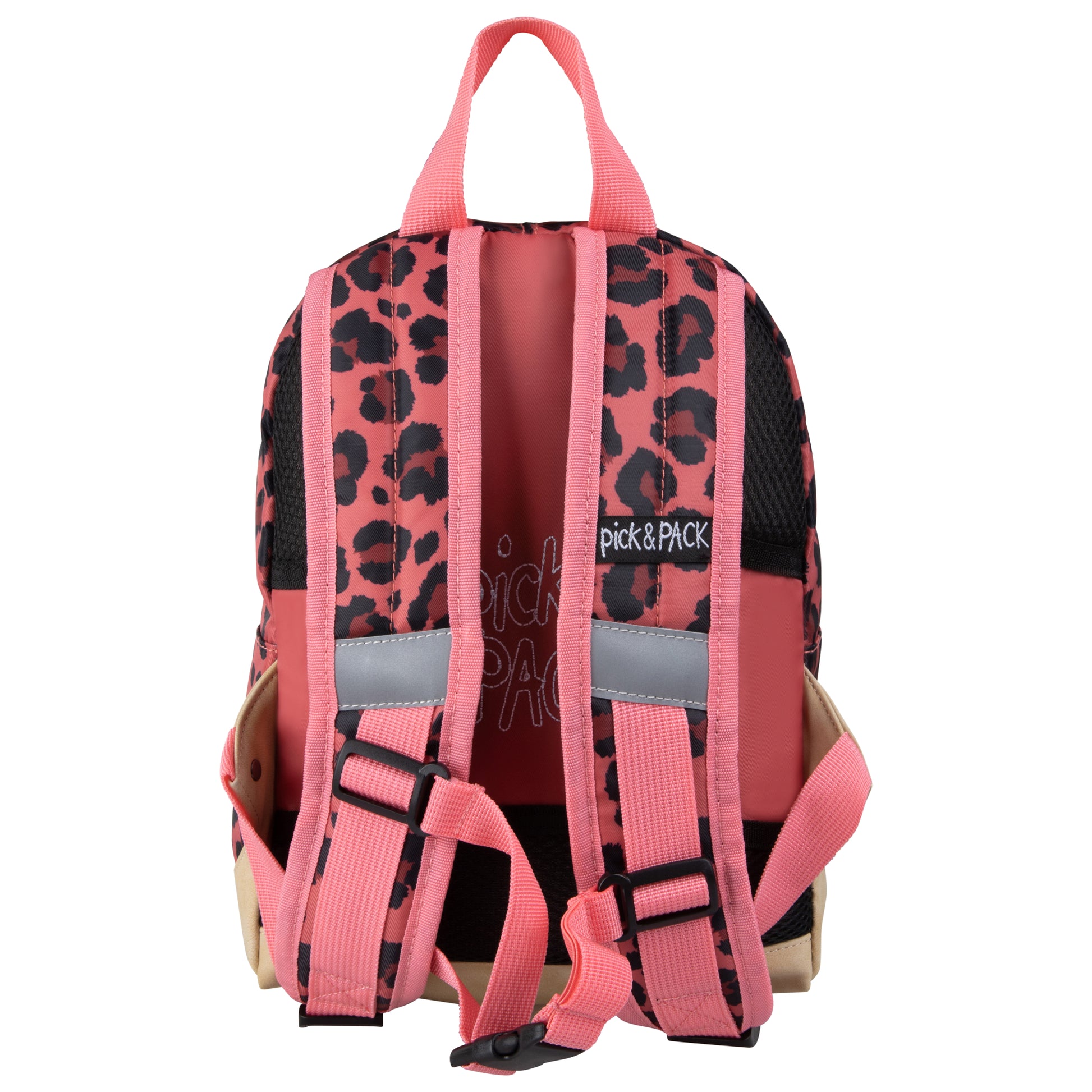 Kinderrucksack L 42x30cm mit Leo-Muster in Rose |Gold - leder-accessoires.com