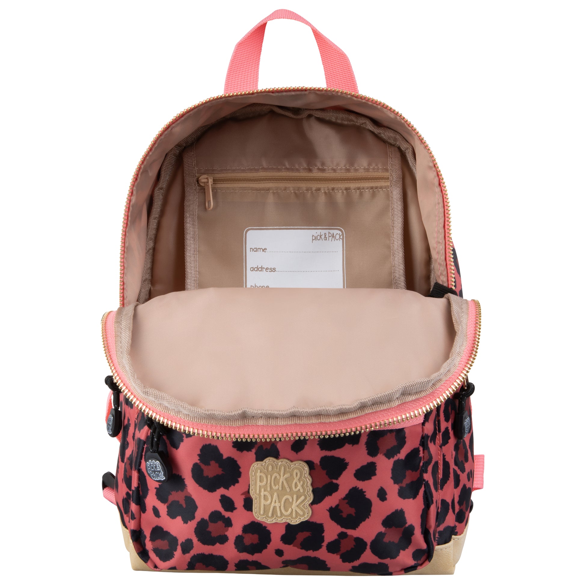 Kinderrucksack L 42x30cm mit Leo-Muster in Rose |Gold - leder-accessoires.com
