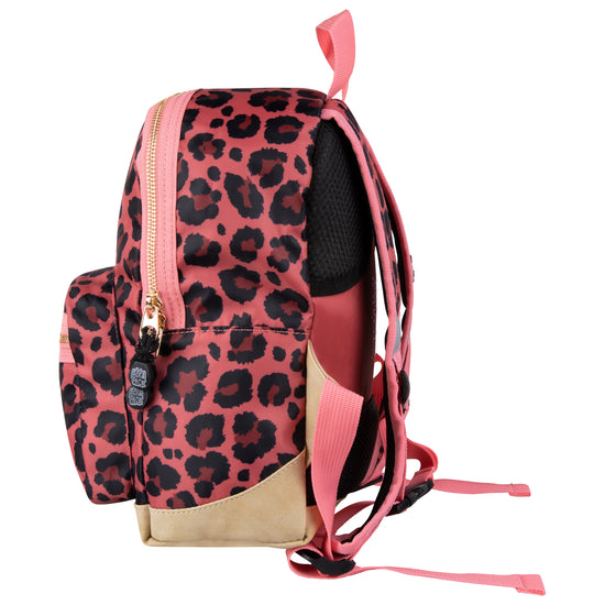 Kinderrucksack L 42x30cm mit Leo-Muster in Rose |Gold - leder-accessoires.com