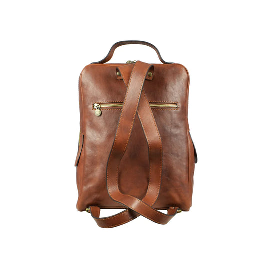 Rucksack 28,5 x 36cm in Cognac aus Leder