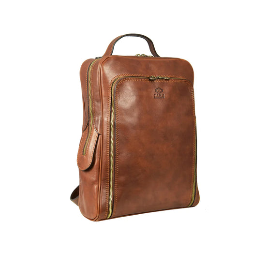 Rucksack 28,5 x 36cm in Cognac aus Leder - leder-accessoires.com