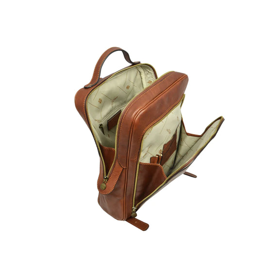 Rucksack 28,5 x 36cm in Cognac aus Leder - leder-accessoires.com