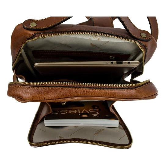 Rucksack 28,5 x 36cm in Cognac aus Leder - leder-accessoires.com