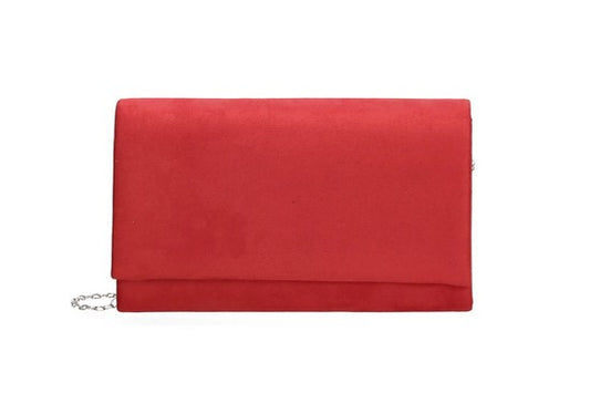 Clutch in Rot Samt 22x13 cm aus Kunstleder mit Kettenriemen