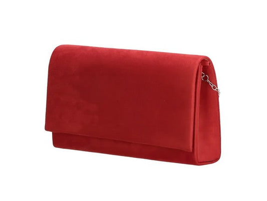 Clutch in Rot Samt 22x13 cm aus Kunstleder mit Kettenriemen