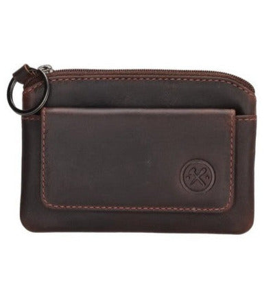 Schlüsseletui 11,2x8cm in Braun aus Leder mit Vortasche - leder-accessoires.com