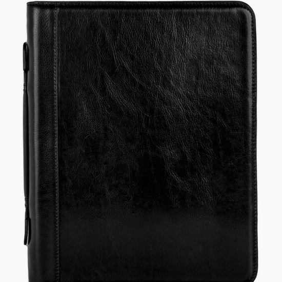 Dokumenten-|Schreibmappe 26x4x34cm in Schwarz mit Griff - leder-accessoires.com