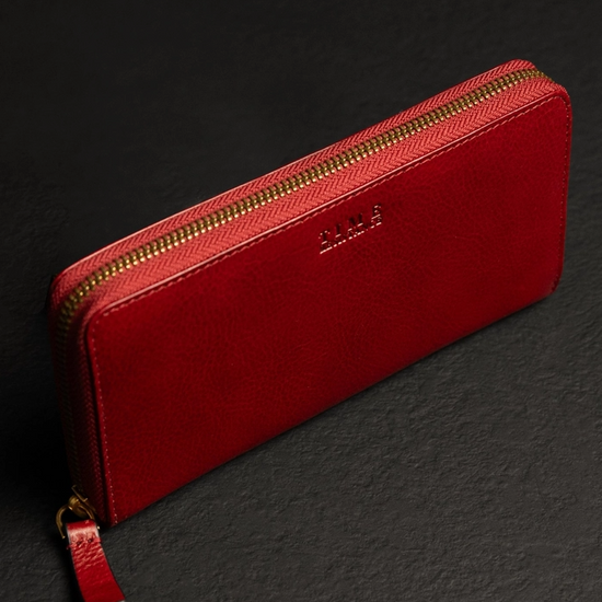 Geldbörse 19x9,5cm in Rot mit Reißverschluss - leder-accessoires.com