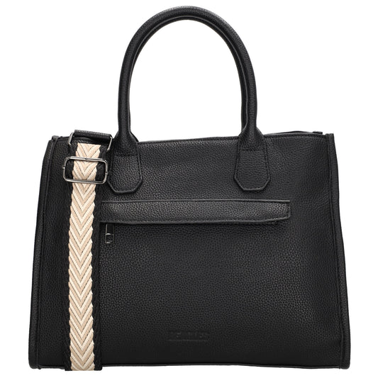Shopper 34x25cm in Schwarz mit Reißverschluss und Wechselriemen - leder-accessoires.com