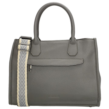 Shopper 34x25cm in Grau mit Reißverschluss und Wechselriemen