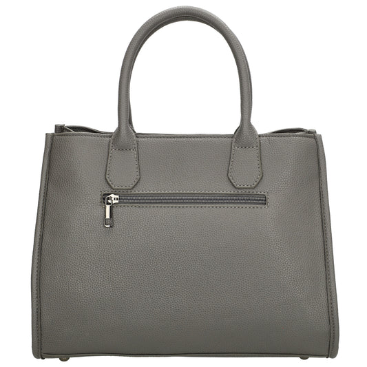 Shopper 34x25cm in Grau mit Reißverschluss und Wechselriemen - leder-accessoires.com