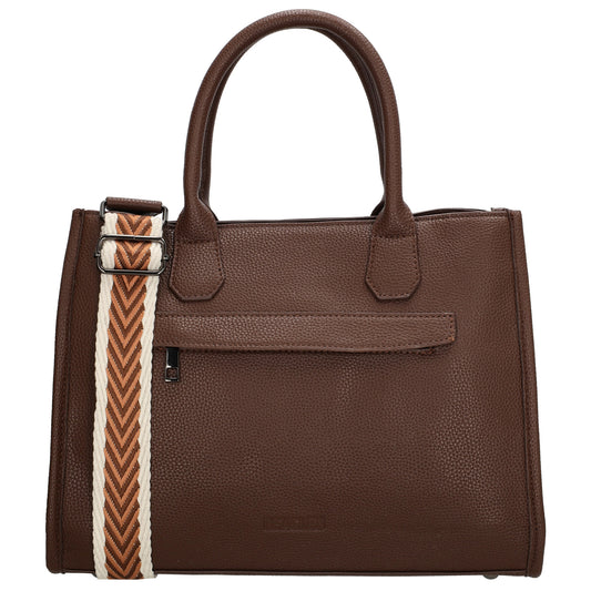 Shopper 34x25cm in Dunkelbraun mit Reißverschluss und Wechselriemen
