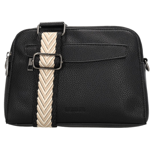 Umhängetasche 23x16cm in Schwarz mit Reißverschluss und Wechselriemen - leder-accessoires.com