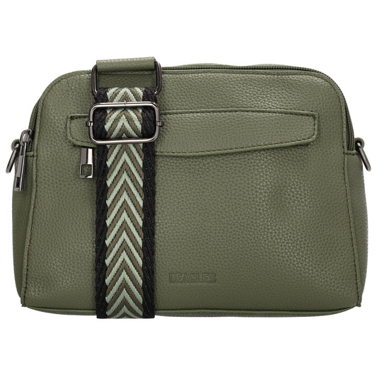 Umhängetasche 23x16cm in Olivgrün mit Reißverschluss und Wechselriemen - leder-accessoires.com