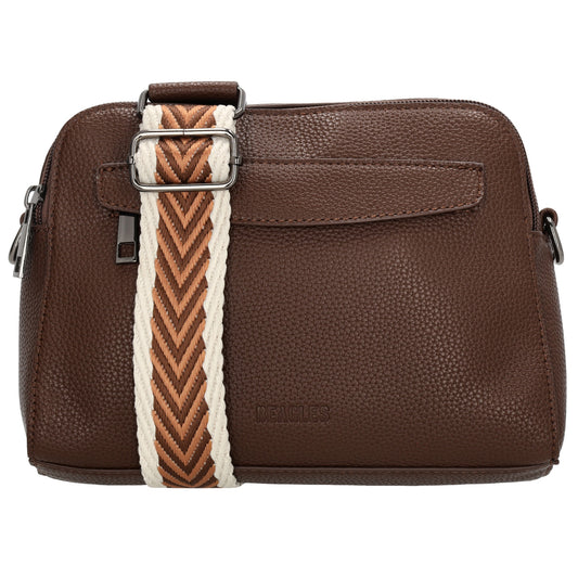 Umhängetasche 23x16cm in Dunkelbraun mit Reißverschluss und Wechselriemen - leder-accessoires.com