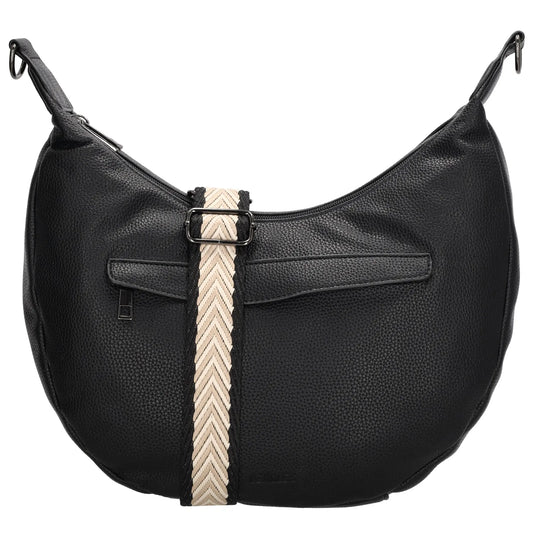 Schultertasche 35x22cm in Schwarz mit Reißverschluss und Wechselriemen