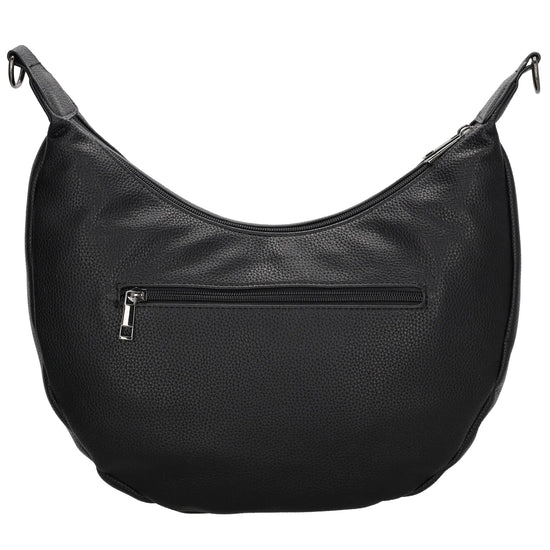 Schultertasche 35x22cm in Schwarz mit Reißverschluss und Wechselriemen - leder-accessoires.com