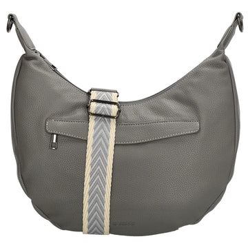 Schultertasche 35x22cm in Grau mit Reißverschluss und Wechselriemen