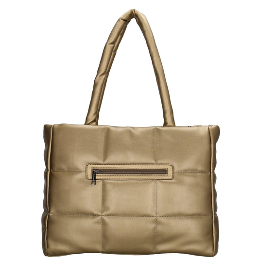 Shopper gesteppt 38x39cm in Gold-Metallic aus Kunstleder