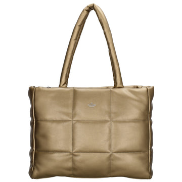 Shopper gesteppt 38x39cm in Gold-Metallic aus Kunstleder