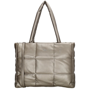 Shopper gesteppt 38 x 30cm in Silber Metallic mit Reißverschluss