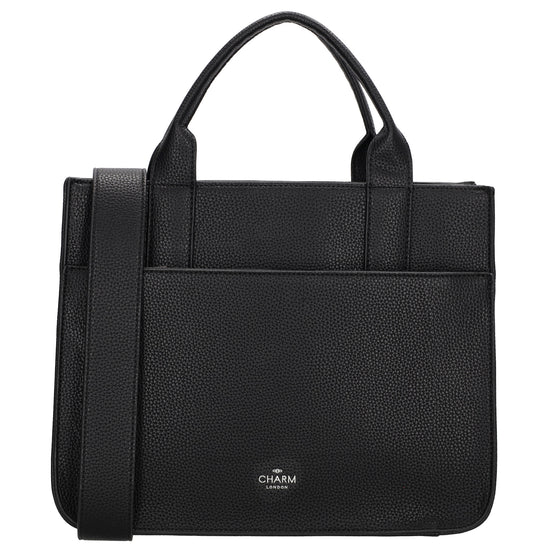 Shopper 30x24,5cm in Schwarz mit Reißverschluss und Kurzgriff - leder-accessoires.com
