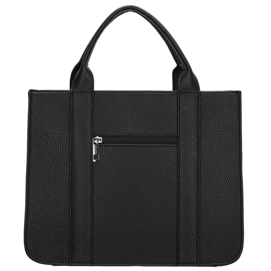 Shopper 30x24,5cm in Schwarz mit Reißverschluss und Kurzgriff - leder-accessoires.com