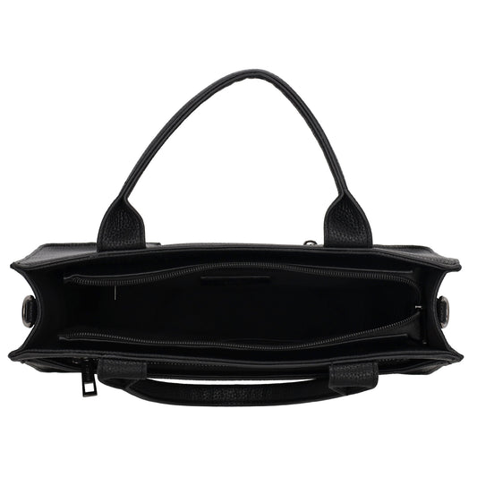 Shopper 30x24,5cm in Schwarz mit Reißverschluss und Kurzgriff