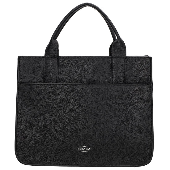 Shopper 30x24,5cm in Schwarz mit Reißverschluss und Kurzgriff - leder-accessoires.com