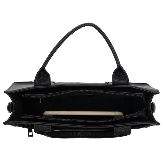 Shopper 30x24,5cm in Schwarz mit Reißverschluss und Kurzgriff - leder-accessoires.com