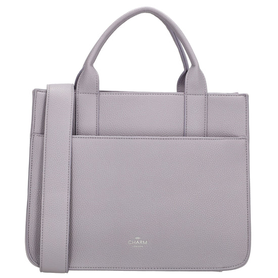 Shopper 30x24,5cm in Flieder mit Reißverschluss und Kurzgriff - leder-accessoires.com